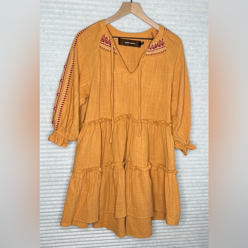 Code x Mode Women’s Embroidered Tiered Knee Length Oversized Babydoll Dress XS